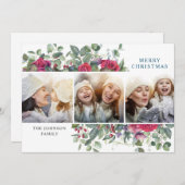 エレガントクリスマス冬の花3写真あいさつ シーズンカード (正面/裏面)
