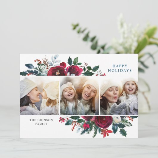 エレガントクリスマス冬の花3写真あいさつ シーズンカード (スタンド正面)