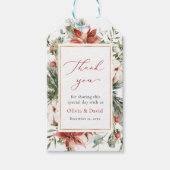 エレガントクリスマス冬の赤い金ゴールド結婚ズ ギフトタグ (正面)