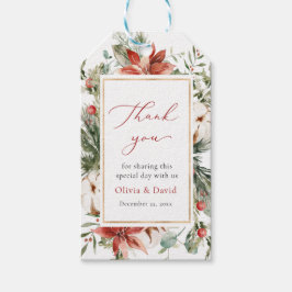 エレガントクリスマス冬の赤い金ゴールド結婚ズ ギフトタグ