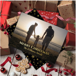 エレガントクリスマス名写真カスタム雪 箔シーズンカード