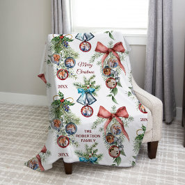 エレガントクリスマス家族の写真集 フリースブランケット