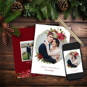 エレガントクリスマス幾何学的リースホリデーフォト シーズンカード