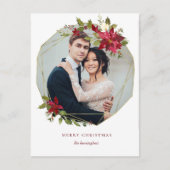 エレガントクリスマス幾何学的リースホリデーフォト シーズンポストカード (正面)