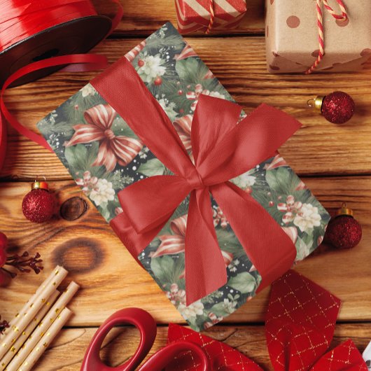 エレガントクリスマス応援キャンディキャネスボウ ラッピングペーパー
