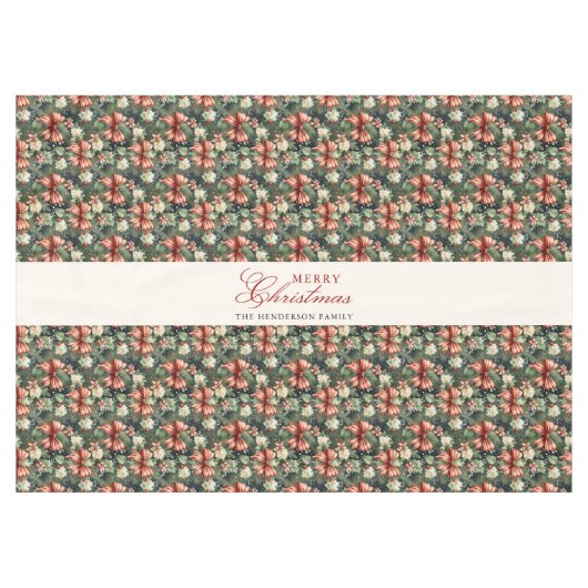 エレガントクリスマス応援キャンディーケーンボウカスタムズ テーブルクロス (正面(横))