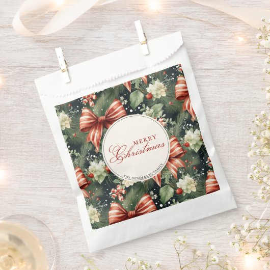 エレガントクリスマス応援キャンディーケーンボウカスタムズ フェイバーバッグ (クリップ留めされた状態)