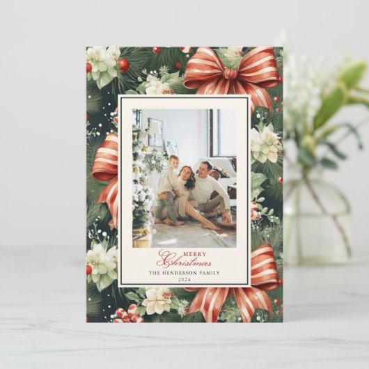 エレガントクリスマス応援パーソナライズされた シーズンカード (スタンド正面)