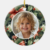 エレガントクリスマス応援パーソナライズされた セラミックオーナメント (裏面)