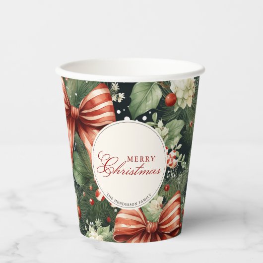 エレガントクリスマス応援パーソナライズされた 紙コップ (正面)