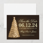 エレガントクリスマス日付金ゴールド 案内ポストカード (正面/裏面)