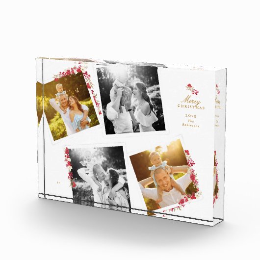 エレガントクリスマス植物コラージュの写真フレーム フォトブロック (右)