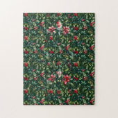 エレガントクリスマス植物冬季ロビンホリデー ジグソーパズル (縦)