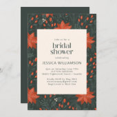 エレガントクリスマス植物緑ブライダルシャワー 招待状 (正面/裏面)