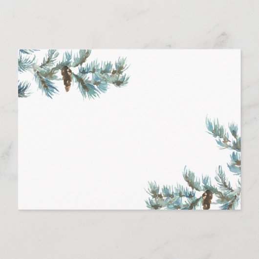 エレガントクリスマス水の色のピンコーン移動 案内状 (裏面)