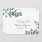 エレガントクリスマス水の色のピンコーン移動 案内状 (正面/裏面)