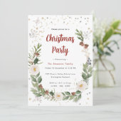 エレガントクリスマス水彩フローラホリデーパーティー 招待状 (スタンド正面)