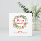 エレガントクリスマス水彩リースフォトカード (スタンド正面)