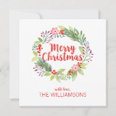 エレガントクリスマス水彩リースフォトカード (正面)