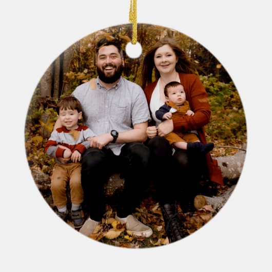 エレガントクリスマス水彩リース写真 セラミックオーナメント (裏面)