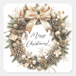 エレガントクリスマス水彩植物学 スクエアシール