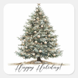 エレガントクリスマス水彩植物学 スクエアシール