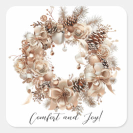 エレガントクリスマス水彩植物学 スクエアシール