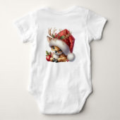 エレガントクリスマス水彩植物学 ベビーボディスーツ (裏面)