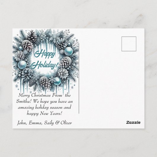 エレガントクリスマス水彩植物学 ポストカード (裏面)