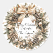 エレガントクリスマス水彩植物学 ラウンドシール (正面)