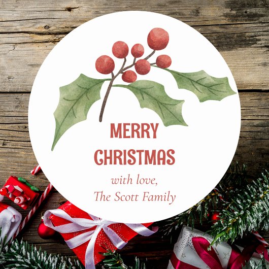 エレガントクリスマス水彩植物性フェスティバル ラウンドシール