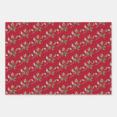エレガントクリスマス水彩植物赤グリーン ラッピングペーパーシート (正面3)