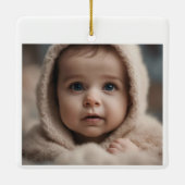 エレガントクリスマス水彩雪 セラミックオーナメント (裏面)