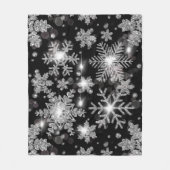 エレガントクリスマス白黒銀 フリースブランケット (正面)