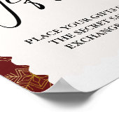 エレガントクリスマス秘伝サンタギフト交換サイン ポスター (角)