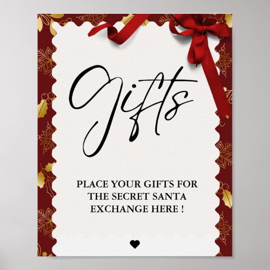 エレガントクリスマス秘伝サンタギフト交換サイン ポスター (正面)