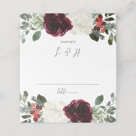 エレガントクリスマス結婚フローラ プレイスカード (外部開封)