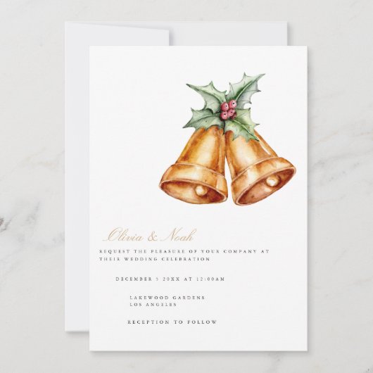 エレガントクリスマス結婚式招待状カード 招待状 (正面)