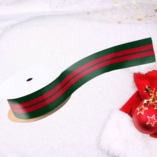 エレガントクリスマス緑と赤 サテンリボン