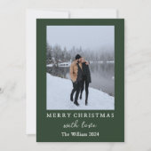 エレガントクリスマス緑のカップル家族カード 招待状 (正面)
