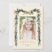 エレガントクリスマス縁ど写真アイボリーホリデーカード シーズンカード (正面)