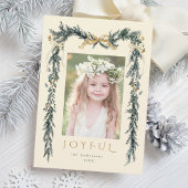 エレガントクリスマス縁ど写真アイボリーホリデーカード シーズンカード