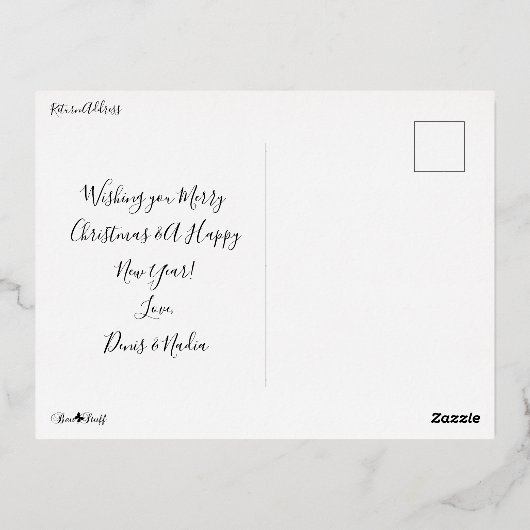 エレガントクリスマス聖なる書物、 経典写真 箔シーズンポストカード (裏面)