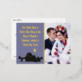 エレガントクリスマス聖なる書物、 経典写真 箔シーズンポストカード (正面/裏面)