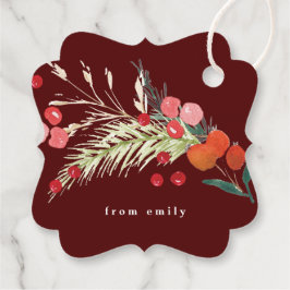 エレガントクリスマス花模様休日 フェイバータグ