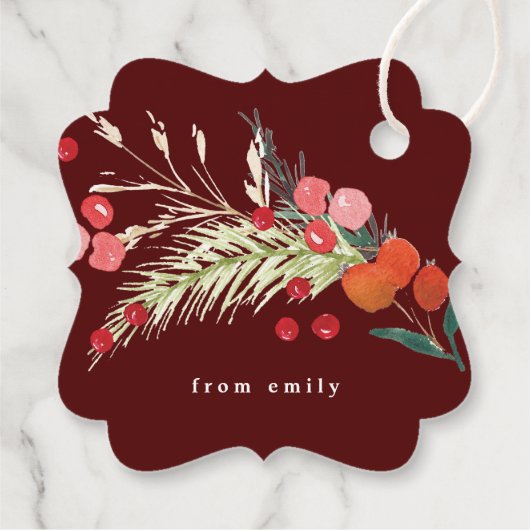 エレガントクリスマス花模様休日 フェイバータグ (裏面)