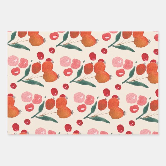 エレガントクリスマス花模様休日 ラッピングペーパーシート (正面)