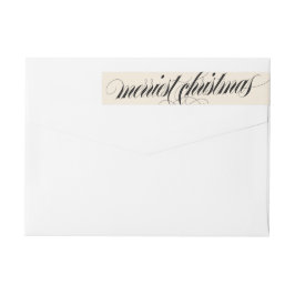 エレガントクリスマス花模様休日 ラップアラウンドラベル