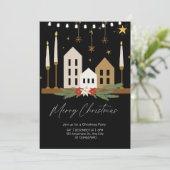 エレガントクリスマス装飾図解入りの、写真付きのパーティー 招待状 (スタンド正面)