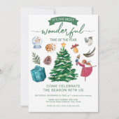 エレガントクリスマス要素パーティー 招待状 (正面)